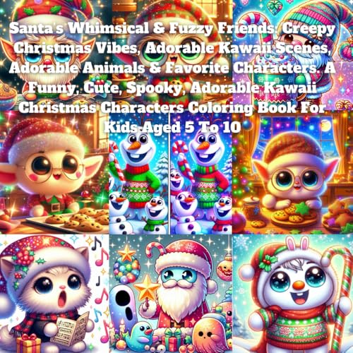 Santa’s Whimsical & Fuzzy Friends: Creepy Christmas Vibes, Adorable Kawaii Scenes, Adorable Animals & Favorite Characters. A Funny, Cute, Spooky, ... Coloring Book For Kids Aged 5 To 10 Santa’s Whimsical & Fuzzy Friends: Creepy Christmas Vibes, Adorable Kawaii Scenes, Adorable Animals & Favorite Characters. A Funny, Cute, Spooky, ... Coloring Book For Kids Aged 5 To 10 von Independently published
