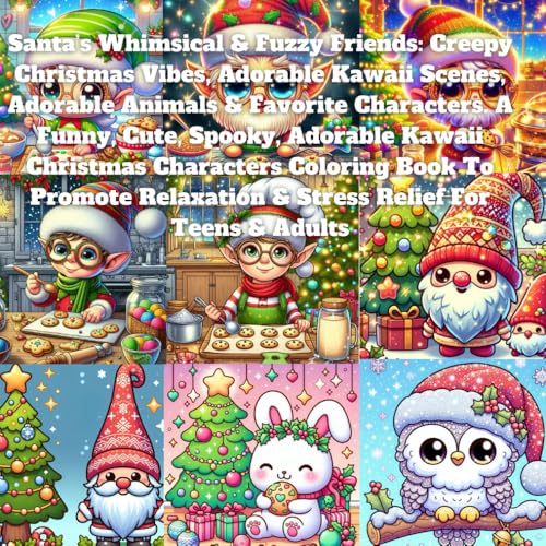 Santa’s Whimsical & Fuzzy Friends: Creepy Christmas Vibes, Adorable Kawaii Scenes, Adorable Animals & Favorite Characters. A Funny, Cute, Spooky, ... Relaxation & Stress Relief For Teens & Adults Santa’s Whimsical & Fuzzy Friends: Creepy Christmas Vibes, Adorable Kawaii Scenes, Adorable Animals & Favorite Characters. A Funny, Cute, Spooky, ... Relaxation & Stress Relief For Teens & Adults von Independently published