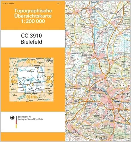 Bielefeld: Topographische Karte 1 : 200 000 CC3910 (Topographische Übersichtskarten 1:200000) von Bundesamt f. Kartographie u. Geodäsie