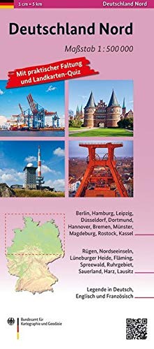 Deutschland Nord 1:500 000: Mit praktischer Falzung und Landkartenquiz (Deutschland 1:500 000) von Bundesamt f. Kartographie