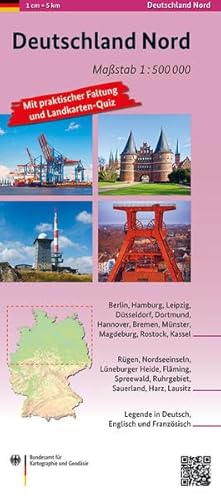 Deutschland Nord 1:500 000: Mit praktischer Falzung und Landkartenquiz (Deutschland 1:500 000)