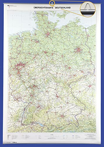 Übersichtskarte Deutschland 1 : 750 000: Deutschlandkarte mit Aufhänger und Bestäbung (Wandkarten des BKG) von Bundesamt f. Kartographie u. Geodäsie