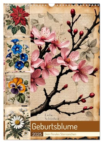 Geburtsblume, dein florales Sternzeichen (Wandkalender 2025 DIN A3 hoch), CALVENDO Monatskalender von CALVENDO