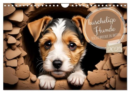 Kuschelige Hunde - kleine Herzensbrecher in Aktion (Wandkalender 2025 DIN A4 quer), CALVENDO Monatskalender von CALVENDO