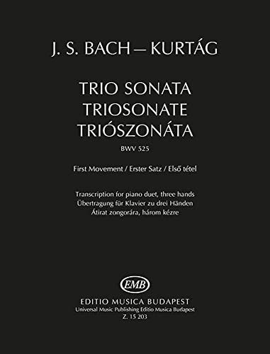 Trio Sonata BWV 525, First movement Transcription for piano duet (three hands)