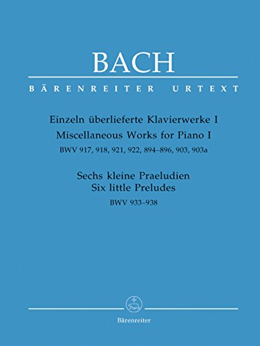 Pièces Vol.1 (BWV 933 à 938/917/918/921/922/894 à 896/903/903a) --- Piano