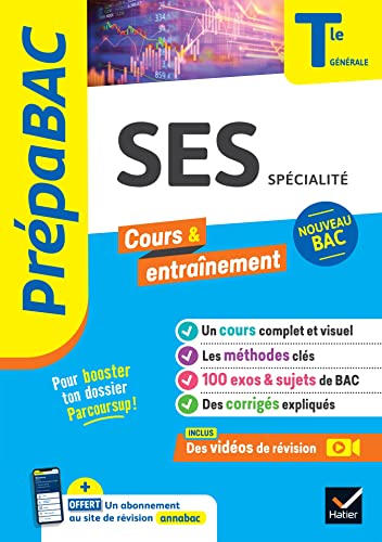 Prépabac - SES Tle générale (spécialité) - Bac 2025: cours, méthodes & sujets corrigés (programme de Terminale) von HATIER