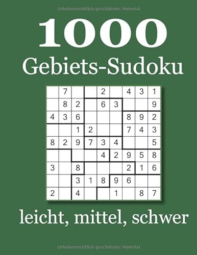 1000 Gebiets-Sudoku leicht, mittel, schwer