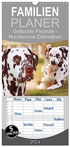 Familienplaner 2024 - Gefleckte Freunde - Hunderasse Dalmatiner mit 5 Spalten (Wandkalender, 21 cm x 45 cm) CALVENDO