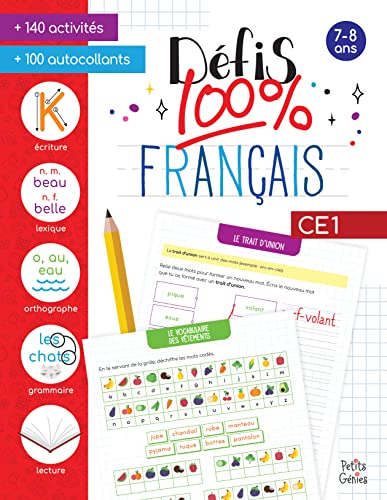 Défis 100% français CE1: Avec 100 autocollants
