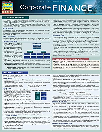 Corporate Finance: Quickstudy Laminated Reference Guide