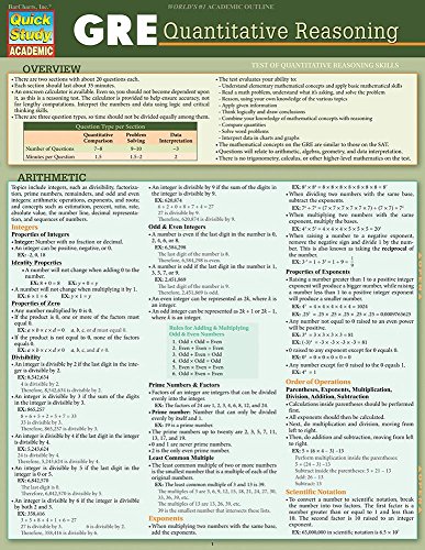 GRE - Quantitative Reasoning: Quickstudy Laminated Reference Guide (Quick Study Academic)