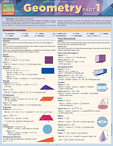 Geometry Part 1: Quickstudy Laminated Reference Guide (Quick Study Academic)