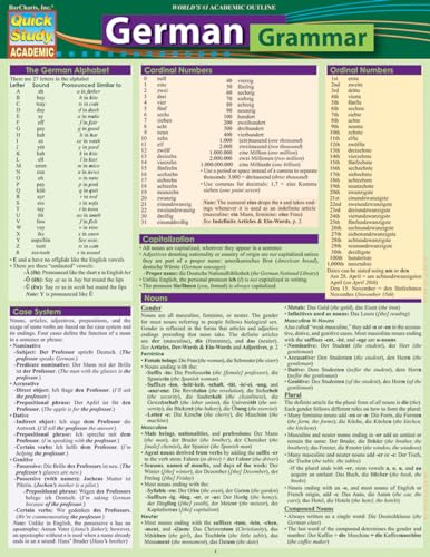 German Grammar: Quickstudy Laminated Reference Guide (Quick Study Academic)