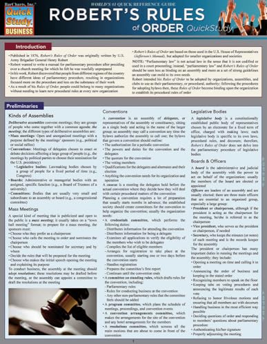 Robert's Rules of Order: QuickStudy Laminated Reference Guide