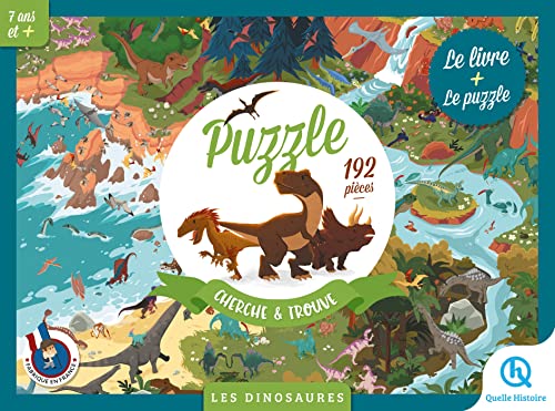 Puzzle Cherche et Trouve - Les dinosaures: Le livre avec un puzzle de 192 pièces