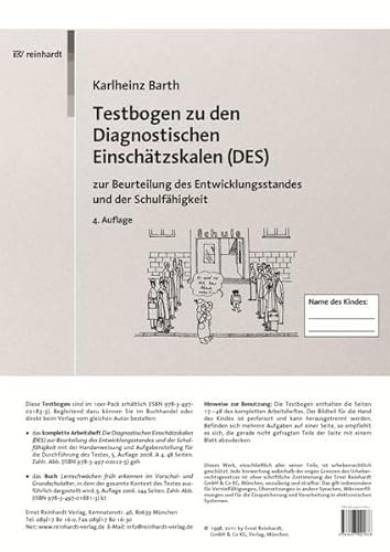 Testbogen zu den Diagnostischen Einschätzskalen (DES) zur Beurteilung des Entwicklungsstandes und der Schulfähigkeit