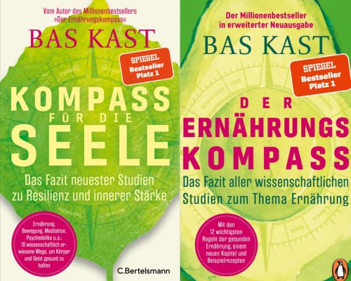 Bas Kast 2er Set bestehend aus: Kompass für die Seele + Der Ernährungskompass plus 3 extra Lesezeichen [Hardcover] Bas Kast
