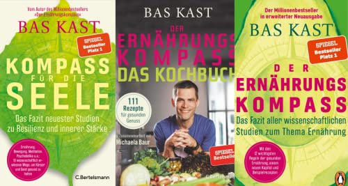 Bas Kast 3er Set bestehend aus: Kompass für die Seele + Der Ernährungskompass + Das Kochbuch plus 3 extra Lesezeichen [Perfect Paperback] Bas Kast