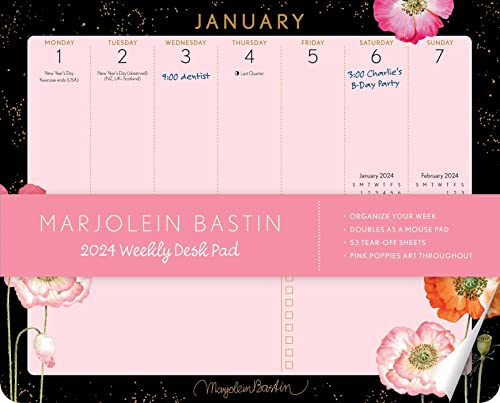 Marjolein Bastin 2024 Calendar: Pink Poppies