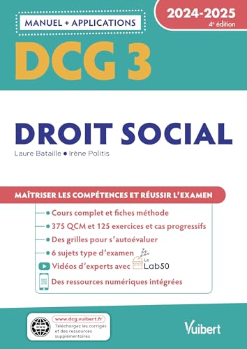 DCG 3 - Droit social : Manuel et Applications 2024-2025: Maîtriser les compétences et réussir l'examen von VUIBERT