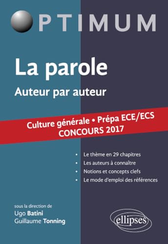 La parole. Auteur par auteur. Culture générale. Prépas ECE/ECS. Concours 2017 (Optimum)