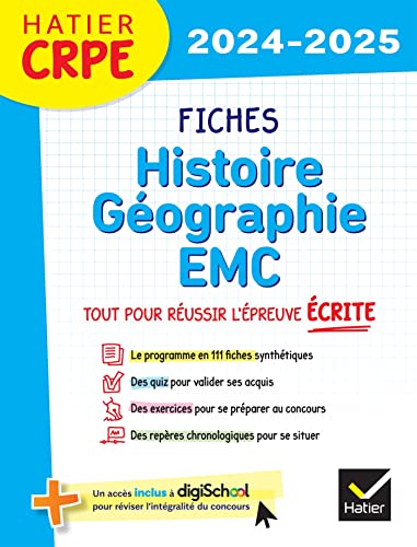 Hatier CRPE - Fiches d'Histoire géographie EMC - Epreuve écrite 2024/2025