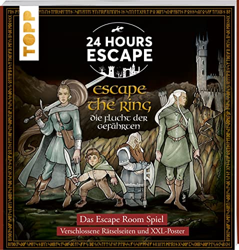 24 HOURS ESCAPE – Das Escape Room Spiel: Escape the Ring. Flucht der Gefährten: Inspiriert vom Werk J.R.R. Tolkiens. 24 Rätsel, versiegelte Seiten, Poster, interaktiver Lösungsmechanik, Codeschablone 24 HOURS ESCAPE – Das Escape Room Spiel: Escape the Ring. Flucht der Gefährten: Inspiriert vom Werk J.R.R. Tolkiens. 24 Rätsel, versiegelte Seiten, Poster, interaktiver Lösungsmechanik, Codeschablone