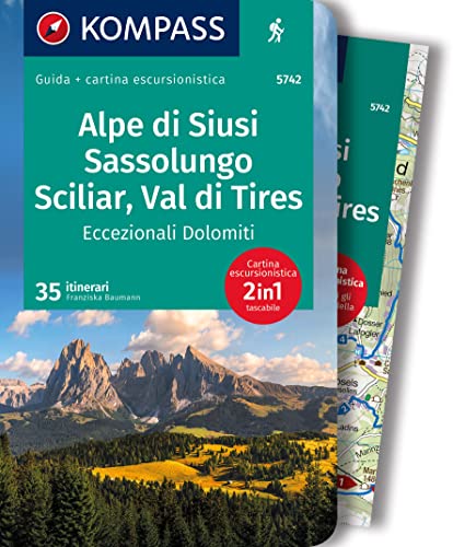 KOMPASS guida escursionistica Alpe di Siusi, Sassolungo, Sciliar, Catinaccio, 35 itinerari: cartina escursionistica, Download gratuito dei dati GPX