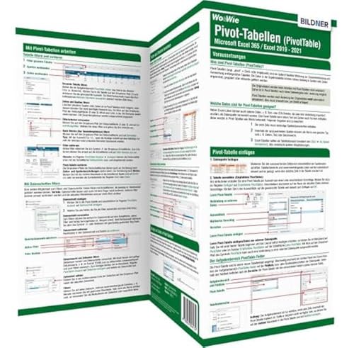 Pivot-Tabellen (PivotTable) Microsoft Excel 365 / Excel 2019 - 2021: Die Wo&Wie Schnellübersicht von BILDNER Verlag