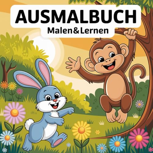 Ausmalbuch Malen & Lernen mit 50 lustigen Tierbilder zum Ausmalen von Independently published