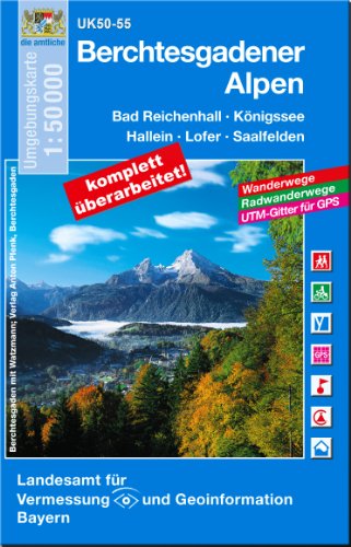 UK50-55 Berchtesgadener Alpen: Nationalpark Berchtesgaden, Bad Reichenhall, Königssee, Hallein, Lofer, Saalfelden, Inzell, Schönau a.Königssee, ... Karte Freizeitkarte Wanderkarte)