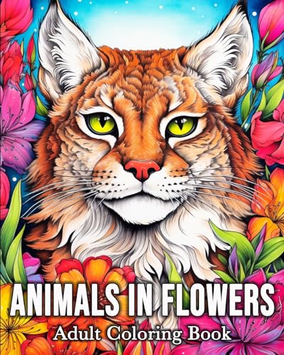 Animals in Flowers Adult Coloring Book: 50 Enchanted Animal Images for Stress Relief and Relaxation von Blurb