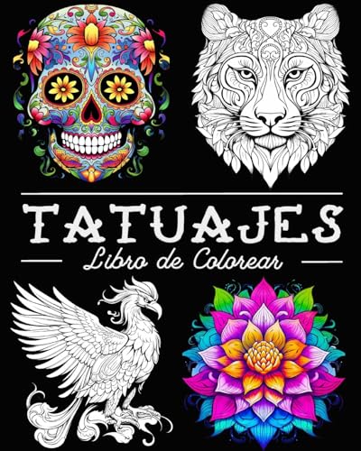 Tatuajes Libro de Colorear: 50 Bellas Ilustraciones con Calaveras, Animales, Flores, Fantasía y Mucho Más von Blurb