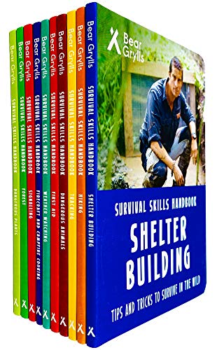 Bear Grylls Survival Skills Handbook Series 10 Books Collection Set (Dangerous Plants, Forest, Signalling, Weather Watching, First Aid, Hiking, Tracking & MORE!)