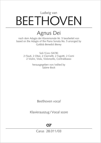 Agnus Dei (Klavierauszug): nach dem Adagio der Klaviersonate Nr. 5 von Carus-Verlag