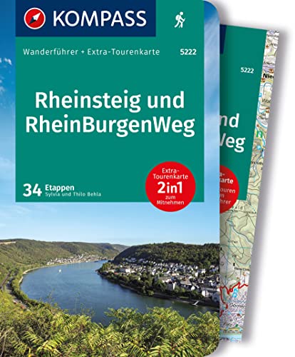 KOMPASS Wanderführer Rheinsteig RheinBurgenWeg, 34 Etappen mit Extra-Tourenkarte: GPS-Daten zum Download von KOMPASS-KARTEN