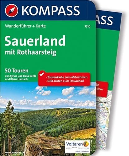 KOMPASS Wanderführer Sauerland mit Rothaarsteig: Wanderführer mit Extra-Tourenkarte 1:100.000, 50 Touren, GPX-Daten zum Download