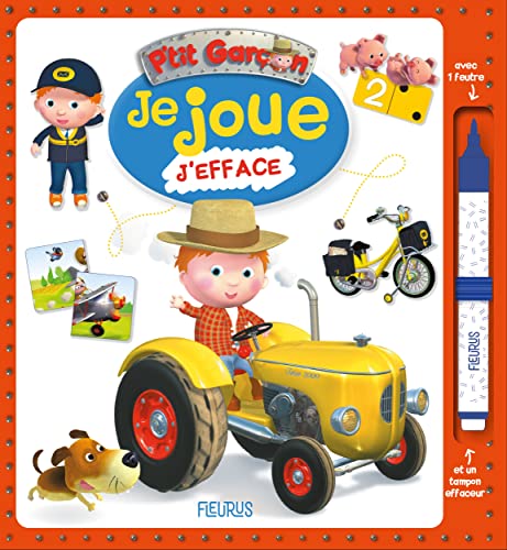 Je joue, j'efface - P'tit garçon (tracteur): Avec 1 feutre et 1 tampon effaceur