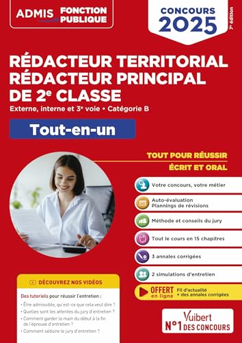 Concours Rédacteur territorial et Rédacteur principal de 2e classe - Catégorie B - Tout-en-un: Externe, interne, 3e voie - Concours 2025 Concours Rédacteur territorial et Rédacteur principal de 2e classe - Catégorie B - Tout-en-un: Externe, interne, 3e voie - Concours 2025 von VUIBERT