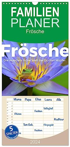 Familienplaner 2024 - Frösche - Die wunderschöne Welt der bunten Hüpfer. mit 5 Spalten (Wandkalender, 21 cm x 45 cm) CALVENDO
