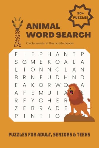 Animals Word Search Puzzle Book: Word Searches with Easy to Read Print about Animals, Animal lovers and More | 6x9 inches, 110 Pages, 50+ Puzzles ... Gift for Vacation, Holidays and Free Times von Independently published