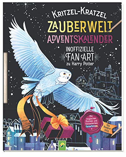 Kritzel-Kratzel Zauberwelt Adventskalender - Inoffizielle Fan Art zu Harry Potter: Mit magischen Motiven, fantastischen Farbeffekten & Bambus-Stick. Für Kinder ab 5 Jahren