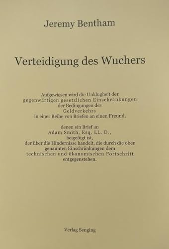 Verteidigung des Wuchers Verteidigung des Wuchers