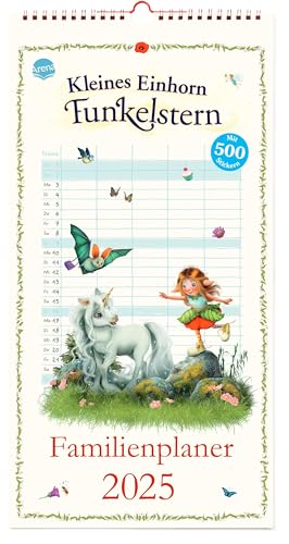 Kleines Einhorn Funkelstern. Familienplaner 2025: Kalender für die ganze Familie, mit 500 Stickern
