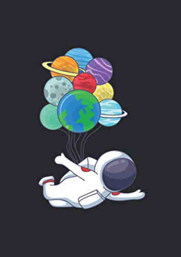 Notizbuch A5 kariert mit Softcover Design: Astronaut Kosmonaut an Planeten Luftballons Ballon Astronom: 120 karierte DIN A5 Seiten von Independently published