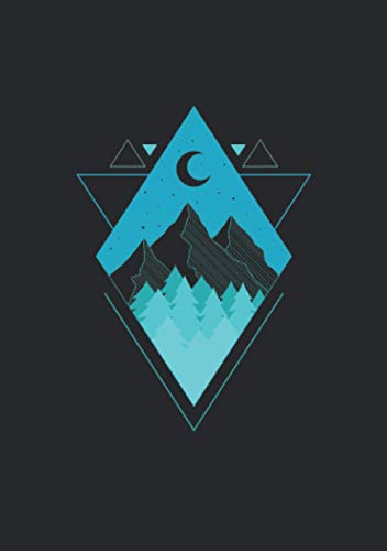Notizbuch A5 liniert mit Softcover Design: Wald Berge Mond und Sterne Polygon Poly Dreieck Wander: 120 linierte DIN A5 Seiten von Independently published