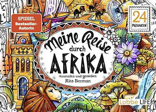 Meine Reise durch Afrika: Ausmalen und genießen. 24 Postkarten (Die Welt wird bunt, Band 13) von Lübbe Life