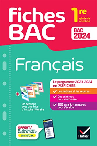 Fiches bac Français 1re générale & techno Bac 2024: avec les oeuvres au programme 2023-2024