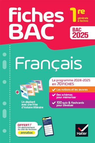 Fiches bac - Français 1re générale & techno Bac 2025: avec les oeuvres au programme 2024-2025 von HATIER